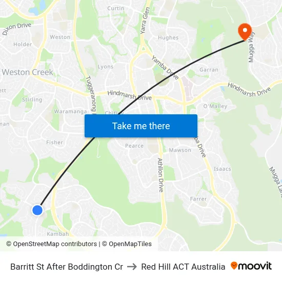 Barritt St After Boddington Cr to Red Hill ACT Australia map