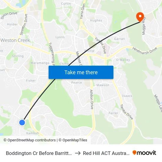 Boddington Cr Before Barritt St to Red Hill ACT Australia map