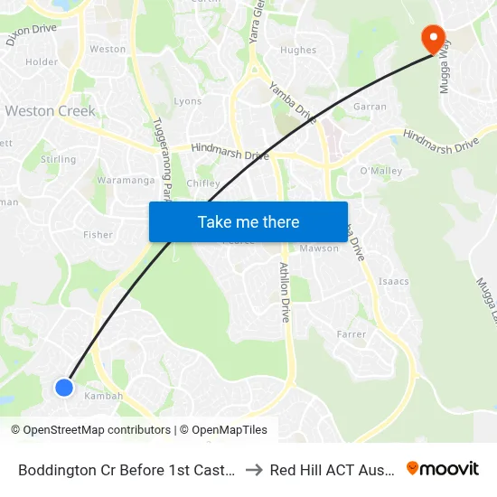 Boddington Cr Before 1st Castley Cct to Red Hill ACT Australia map