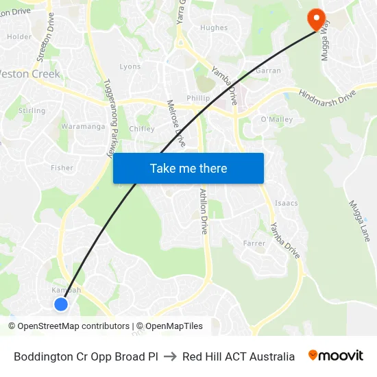 Boddington Cr Opp Broad Pl to Red Hill ACT Australia map
