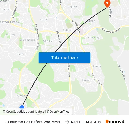 O'Halloran Cct Before 2nd Mckillop Cct to Red Hill ACT Australia map
