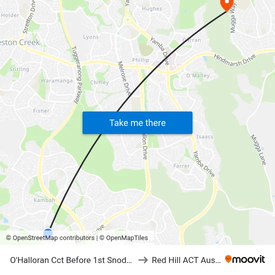 O'Halloran Cct Before 1st Snodgrass Cr to Red Hill ACT Australia map