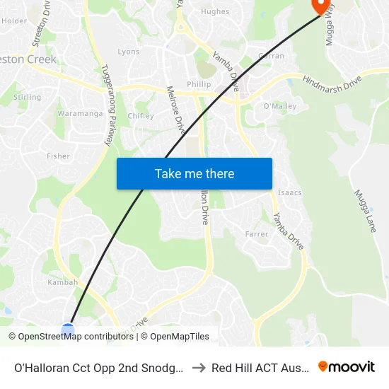 O'Halloran Cct Opp 2nd Snodgrass Cr to Red Hill ACT Australia map