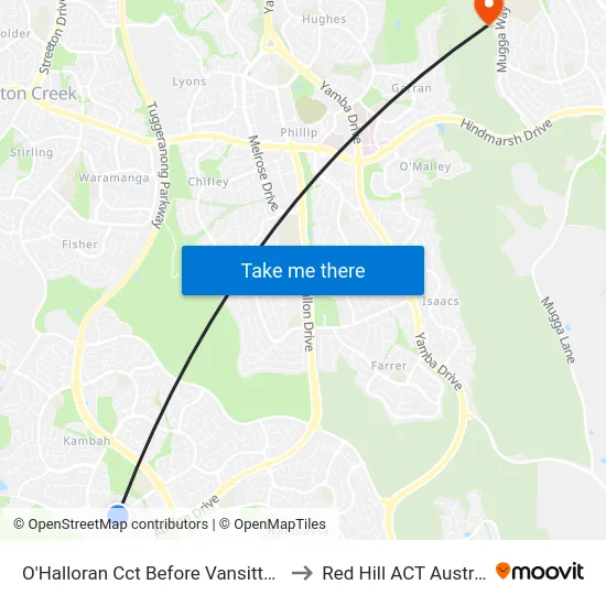 O'Halloran Cct Before Vansittart Cr to Red Hill ACT Australia map
