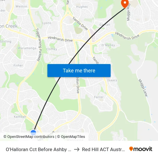 O'Halloran Cct Before Ashby Cct to Red Hill ACT Australia map