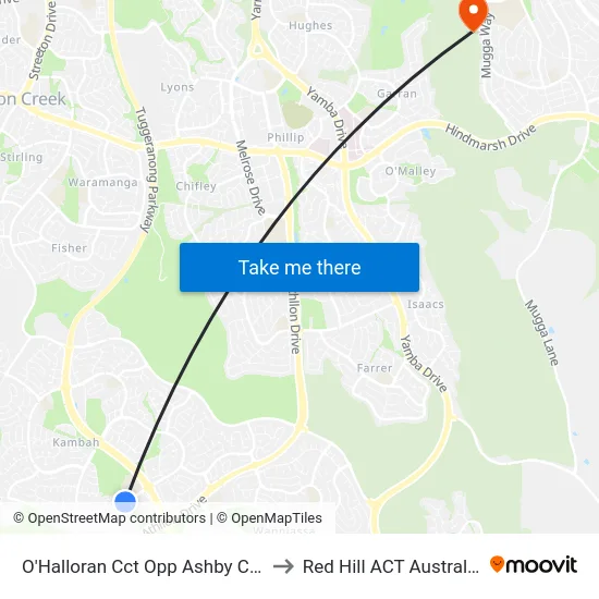 O'Halloran Cct Opp Ashby Cct to Red Hill ACT Australia map