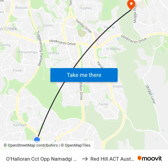 O'Halloran Cct Opp Namadgi School to Red Hill ACT Australia map