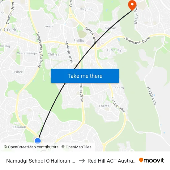 Namadgi School O'Halloran Cct to Red Hill ACT Australia map
