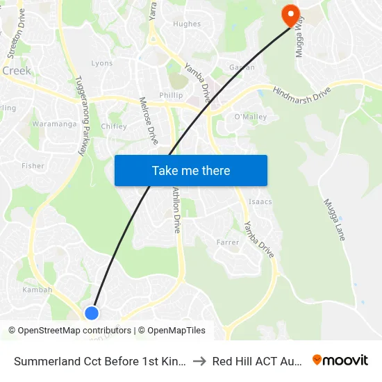 Summerland Cct Before 1st Kingsmill St to Red Hill ACT Australia map