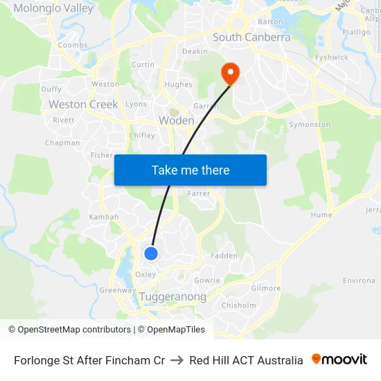 Forlonge St After Fincham Cr to Red Hill ACT Australia map