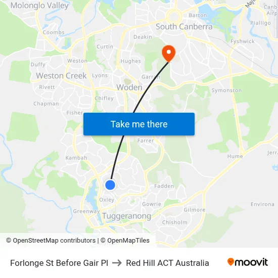 Forlonge St Before Gair Pl to Red Hill ACT Australia map