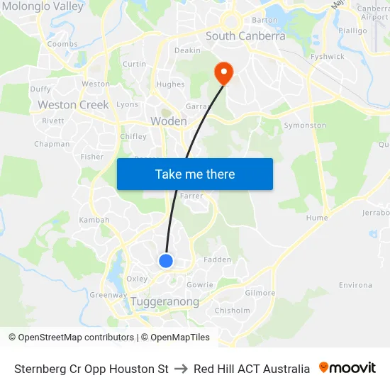 Sternberg Cr Opp Houston St to Red Hill ACT Australia map