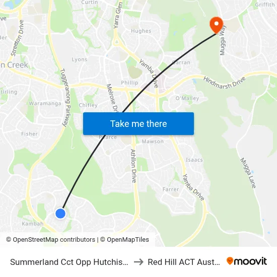 Summerland Cct Opp Hutchison Cr to Red Hill ACT Australia map