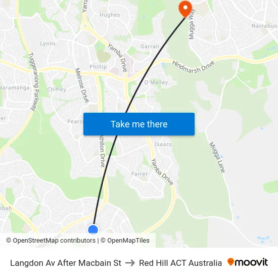 Langdon Av After Macbain St to Red Hill ACT Australia map
