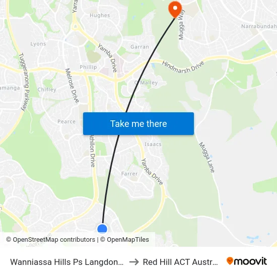 Wanniassa Hills Ps Langdon Av to Red Hill ACT Australia map