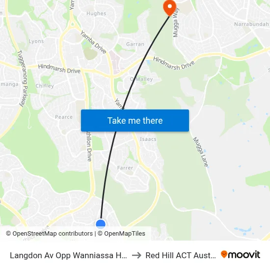 Langdon Av Opp Wanniassa Hills Ps to Red Hill ACT Australia map