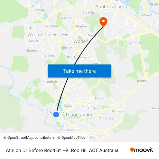 Athllon Dr Before Reed St to Red Hill ACT Australia map