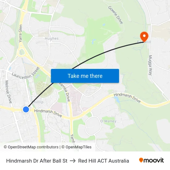 Hindmarsh Dr After Ball St to Red Hill ACT Australia map