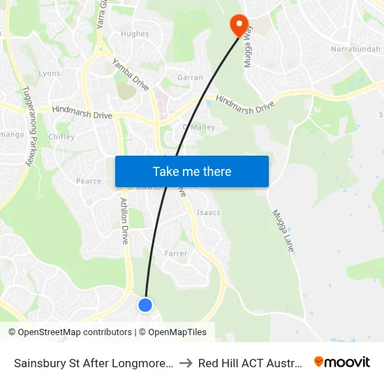 Sainsbury St After Longmore Cr to Red Hill ACT Australia map