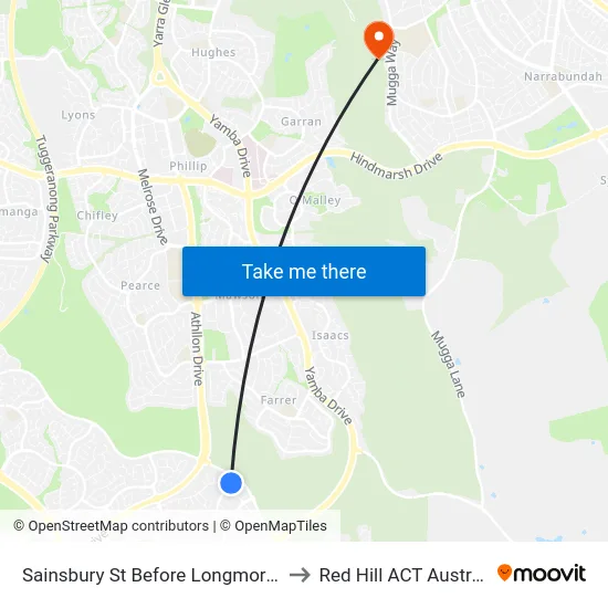 Sainsbury St Before Longmore Cr to Red Hill ACT Australia map