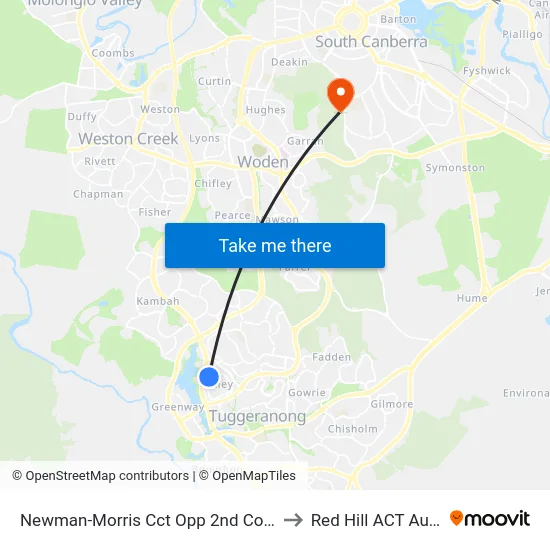 Newman-Morris Cct Opp 2nd Connibere Cr to Red Hill ACT Australia map