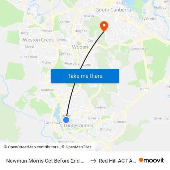 Newman-Morris Cct Before 2nd Maconochie Cr to Red Hill ACT Australia map