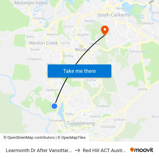 Learmonth Dr After Vansittart Cr to Red Hill ACT Australia map