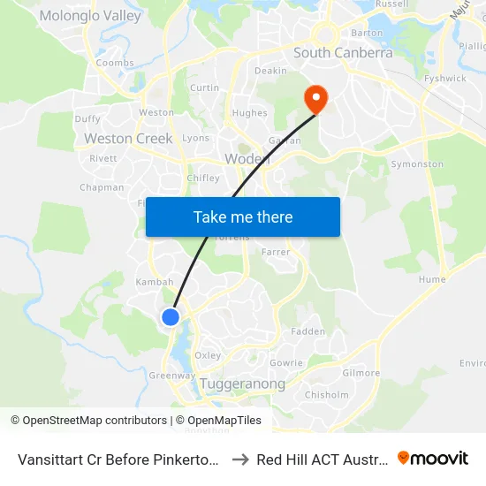 Vansittart Cr Before Pinkerton Cct to Red Hill ACT Australia map