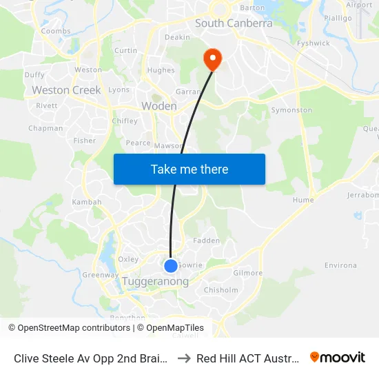 Clive Steele Av Opp 2nd Brain St to Red Hill ACT Australia map