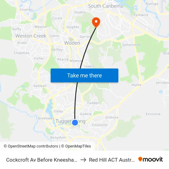 Cockcroft Av Before Kneeshaw St to Red Hill ACT Australia map