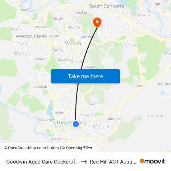 Goodwin Aged Care Cockcroft Av to Red Hill ACT Australia map