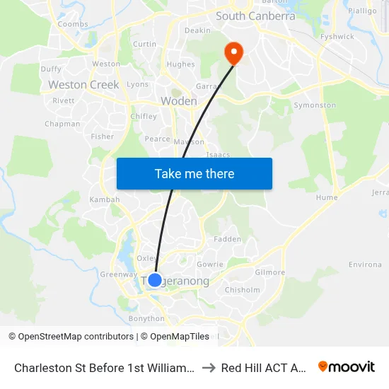 Charleston St Before 1st William Hudson Cr to Red Hill ACT Australia map