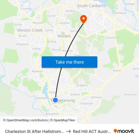 Charleston St After Hallstrom Cct to Red Hill ACT Australia map