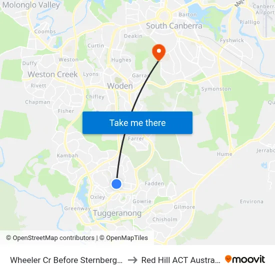 Wheeler Cr Before Sternberg Cr to Red Hill ACT Australia map