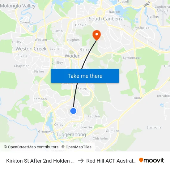 Kirkton St After 2nd Holden Cr to Red Hill ACT Australia map