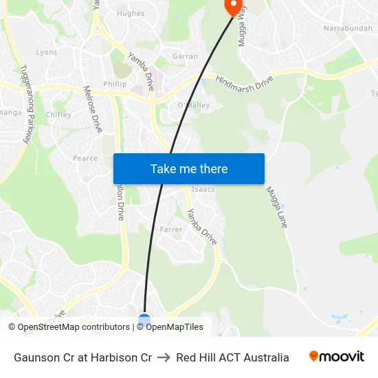 Gaunson Cr at Harbison Cr to Red Hill ACT Australia map