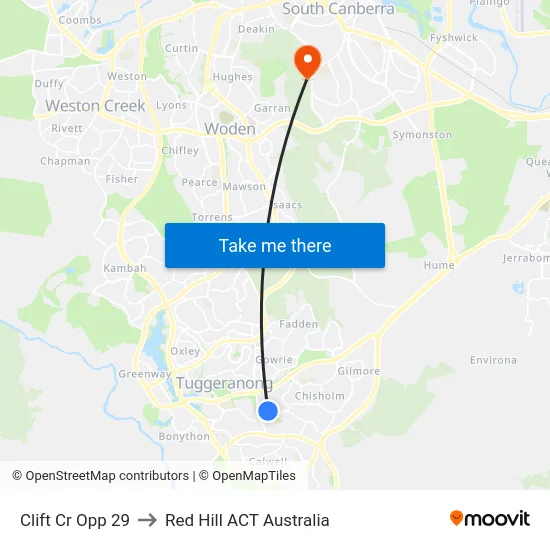 Clift Cr Opp 29 to Red Hill ACT Australia map
