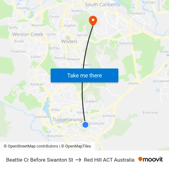 Beattie Cr Before Swanton St to Red Hill ACT Australia map