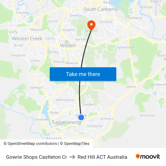 Gowrie Shops Castleton Cr to Red Hill ACT Australia map