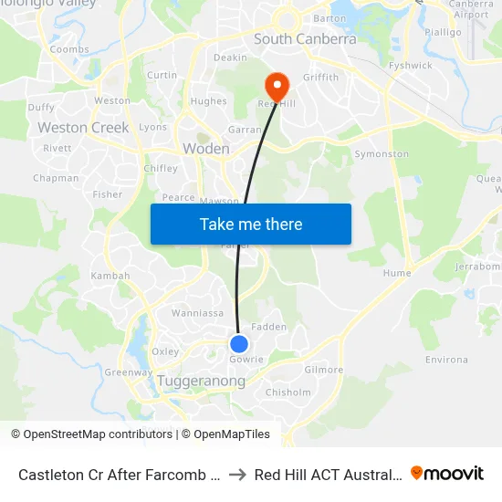 Castleton Cr After Farcomb Pl to Red Hill ACT Australia map