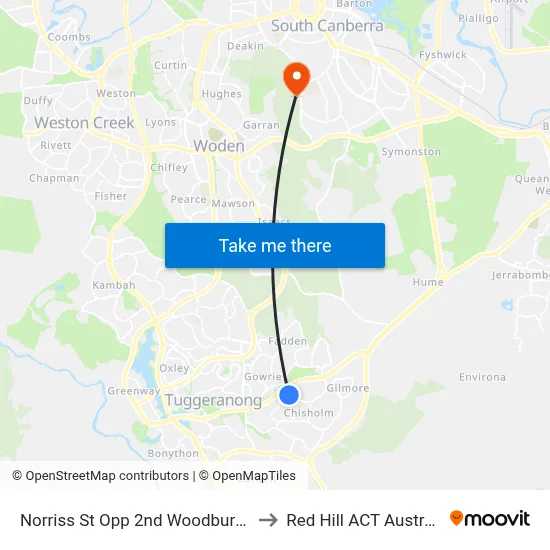 Norriss St Opp 2nd Woodburn St to Red Hill ACT Australia map