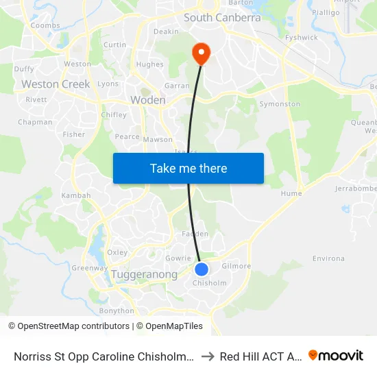 Norriss St Opp Caroline Chisholm Senior School to Red Hill ACT Australia map