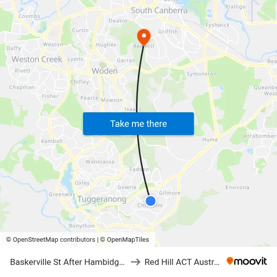 Baskerville St After Hambidge Cr to Red Hill ACT Australia map