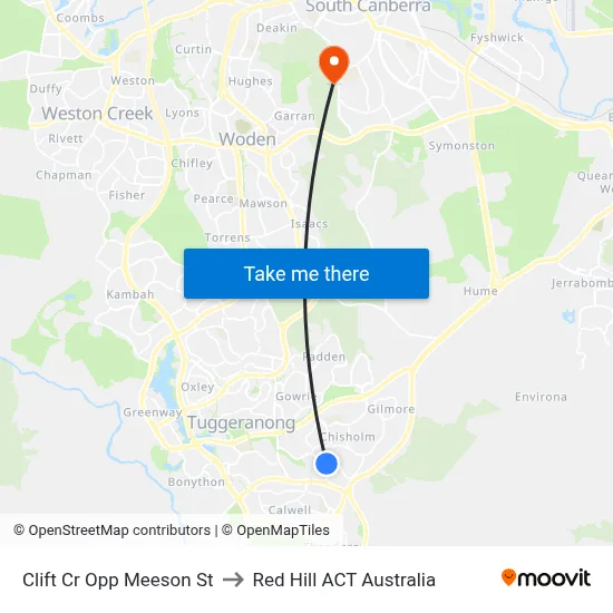 Clift Cr Opp Meeson St to Red Hill ACT Australia map