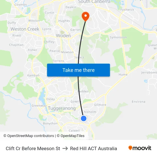 Clift Cr Before Meeson St to Red Hill ACT Australia map