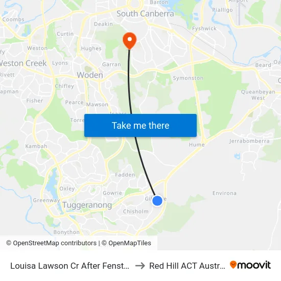 Louisa Lawson Cr After Fenston Pl to Red Hill ACT Australia map