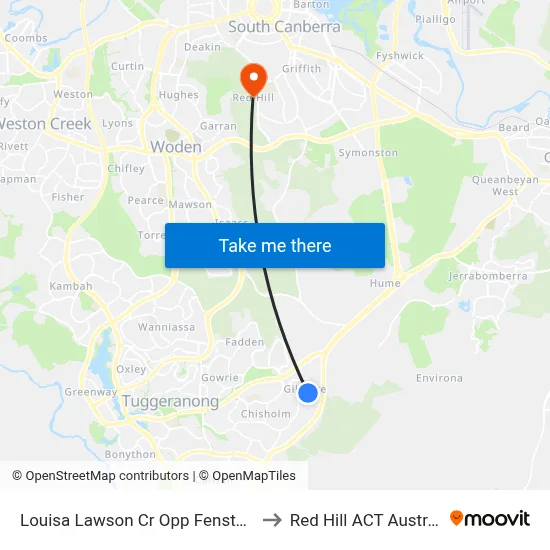 Louisa Lawson Cr Opp Fenston Pl to Red Hill ACT Australia map
