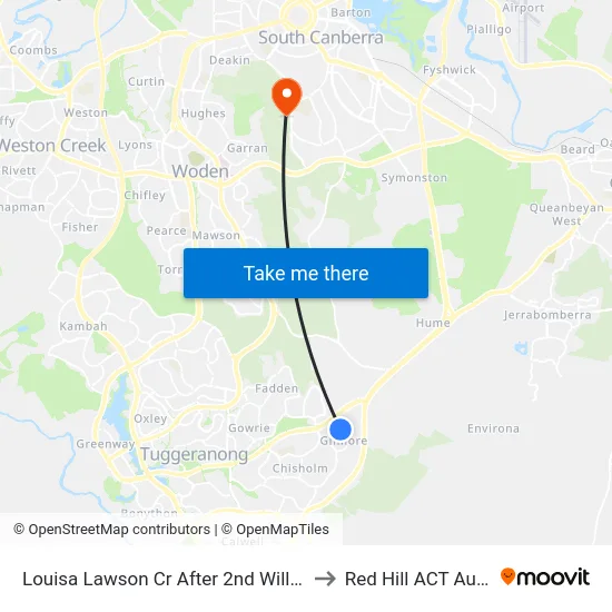 Louisa Lawson Cr After 2nd Willoughby Cr to Red Hill ACT Australia map