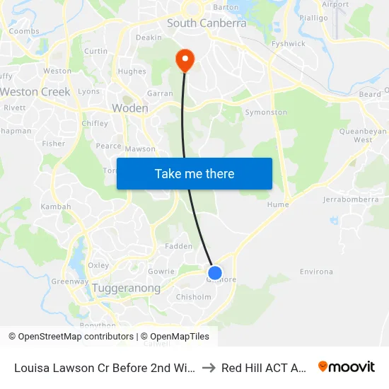 Louisa Lawson Cr Before 2nd Willoughby Cr to Red Hill ACT Australia map
