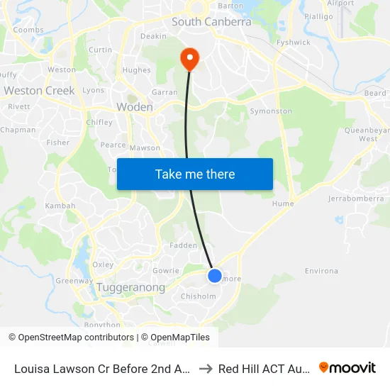 Louisa Lawson Cr Before 2nd Aronson Cr to Red Hill ACT Australia map
